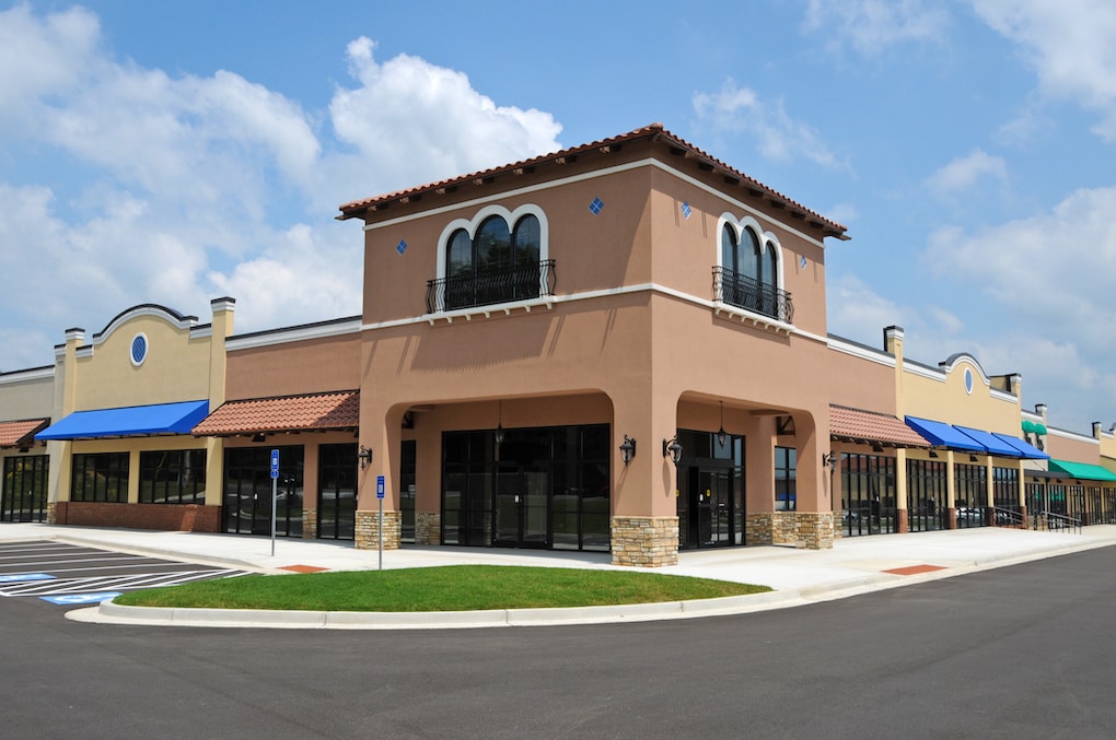 Store Fronts in a New Shopping Center, the retail types of commercial buildings