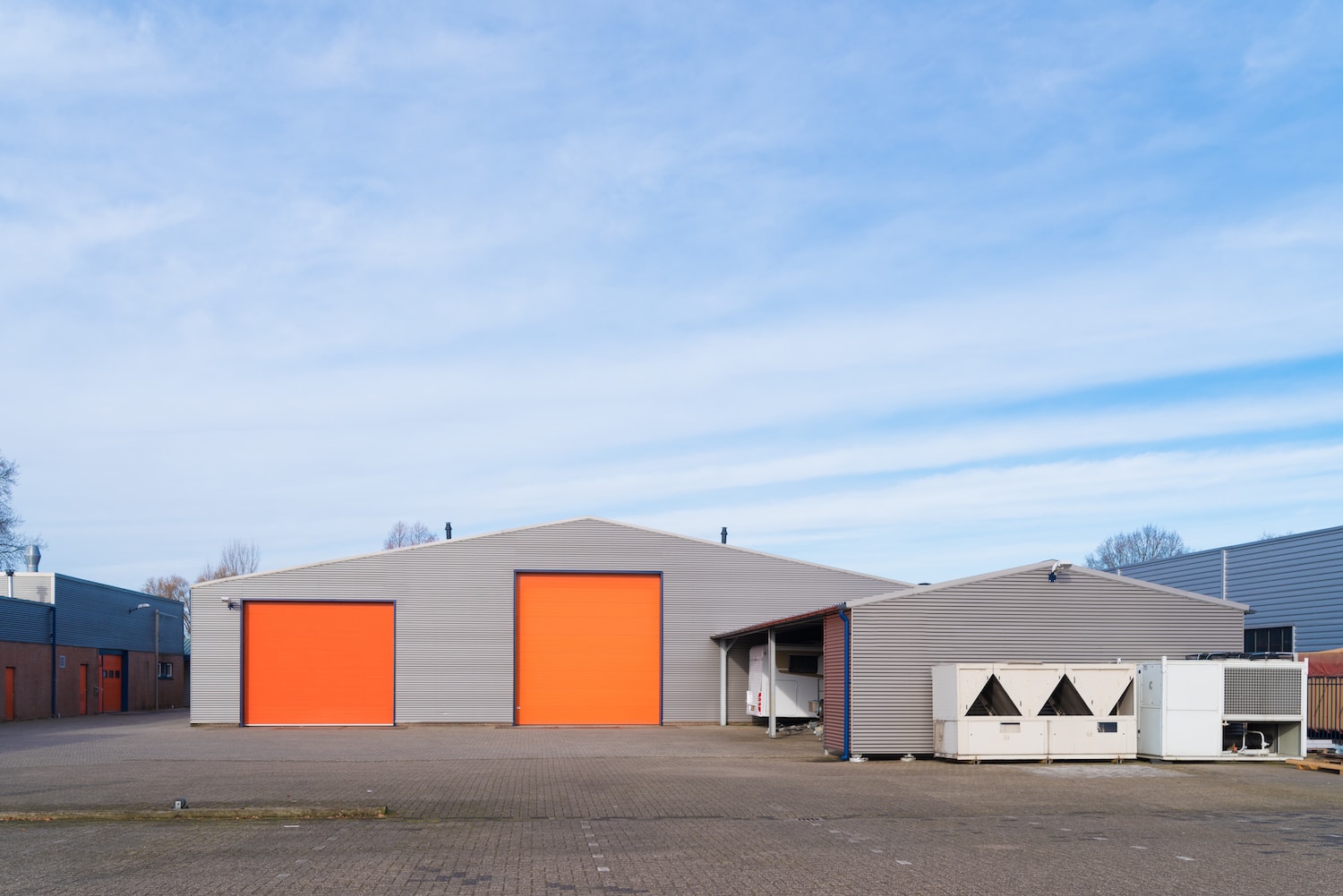 micro fulfillment center orange garage doors 