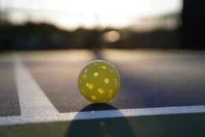 pickleball court construction ball on court