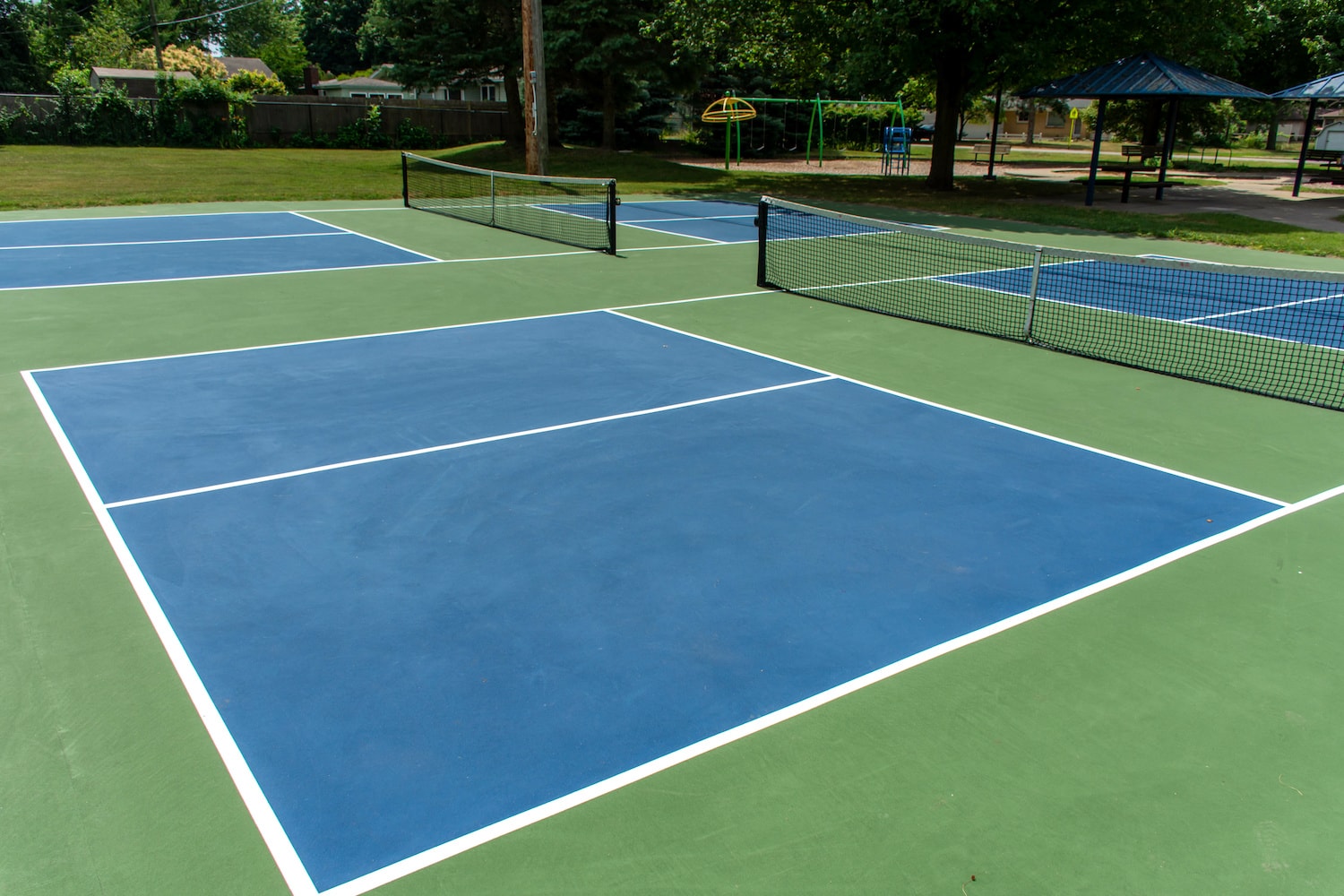 pickleball court construction green and blue