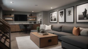 gray designed man cave space