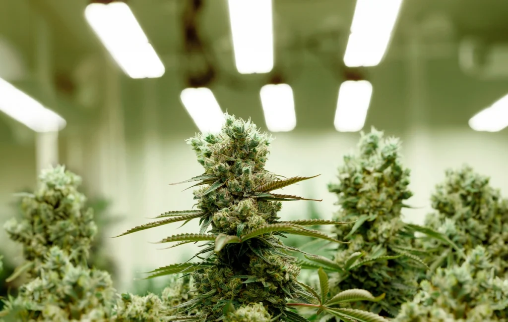 mature cannabis flowers and leaves